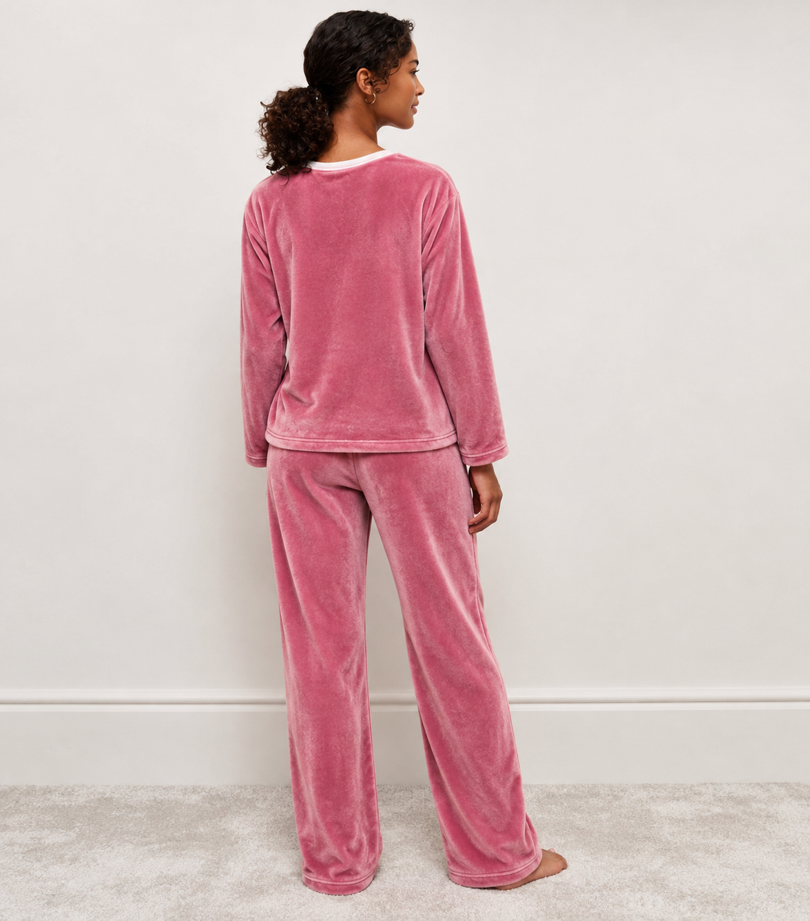 Cute Bear Dusty Rose Plush Pyjama Set
