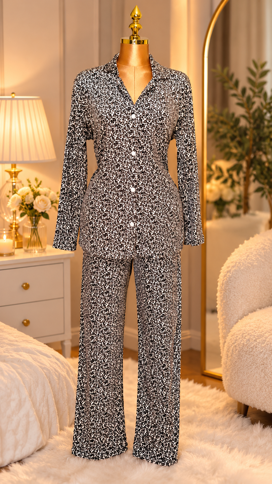Classic Leopard Print Button-Up Pyjama