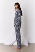 Charcoal Snowflake Print Button-Up